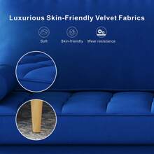 67.7'' 3 Seater Sofa Couch For Living Room, Modern Sofa,Small Couches For Small Spaces,Upholstered 3-Seater Couch For Bedroom, Apartment, Home Office, Tool-Free Assembly - Blue - View 6