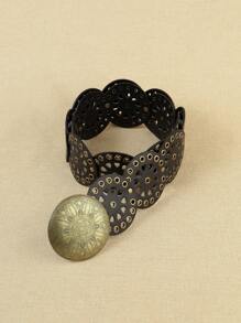 1pc Casual Bohemian Style Animal Pattern PU (Polyurethane) Round Belt, Fashionable & Suitable For Daily Use, Spring/Summer - Black - View 2