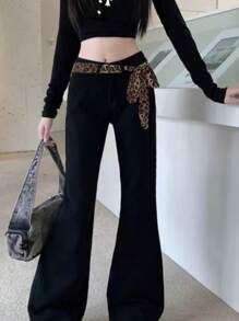 1pc Elegant Leopard Print Polka Dot Silk Scarf, Fashionable Waist Belt, Autumn/Winter Versatile And High-End Style,