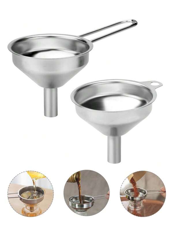1pc Small Funnels, Stainless Steel Mini Metal Food Funnel,Long Handle Funnel, Perfume Packaging Funnel, Metal Oil Liquid Funnels, Stainless Steel Kitchen Funnel ,With Handle Cooking Funnel, Oil Funnel,Kitchen Funnel, Kitchen Gadgets, It Can Transfer Canned Edible Oil, Juice, Essential Oil, Beans, Salt, Soy Sauce, Red Wine And More, It Can Also Quickly And Cleanly Transfer Liquids, Dry Goods, Spices, Powders, Etc.