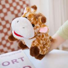 Juguete de peluche suave y lavable de 25 cm/9.84 pulgadas con forma de animales de la jungla, títere de mano para el juego de roles de niños con león, canguro, elefante, jirafa, cerdo, mono, con boca abierta como accesorios de actuación, muñeco de peluche que ofrece a los niños un gran títere de dedo