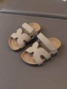 Fashionable & Versatile Soft Bottom Comfortable Lightweight Slip-On Sandals For Toddlers, Suitable For Indoor & Outdoor Wear - Khaki - View 5