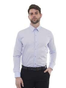 White Slim Long Sleeve Dress Shirt - Lilac - View 10
