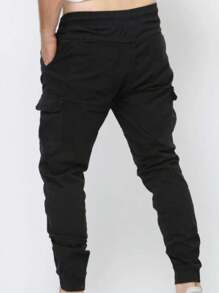 Men's Casual Military Tactical Pants - Multiple Pockets For Work And Sports - 黑色 - 查看 4
