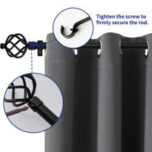 Extra Long Curtain Rod Black/Champane/ Bronze/Sliver Metal Curtain Rod For Living Room Bedroom Windows, 1 Pack 3/4 Inch Diameter Single Adjustable Curtains Rods With Spiral Finials - 黑色 - 查看 3