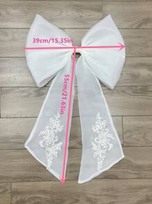 1件白色欧根纱蝴蝶结后背长丝带蕾丝装饰腰带情人节配饰 - 彩色 - 查看 3