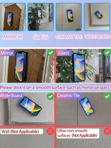 8 pièces Support de téléphone en silicone avec ventouse, étui de téléphone carré multifonction étanche, ventouse en silicone à 24 trous à forte adhérence, convient à diverses scènes, utilisé pour fixer le téléphone et l'empêcher de tomber, accessoires pour vidéo, vibration et selfie de téléphone
