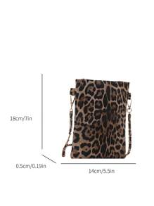 Túi đựng điện thoại thời trang cho nữ Túi đeo chéo xích trang trí vừa vặn đựng điện thoại & tiền xu Thích hợp để mua sắm Ví ví Túi đựng điện thoại Họa tiết da báo - Màu Khaki - Xem 6