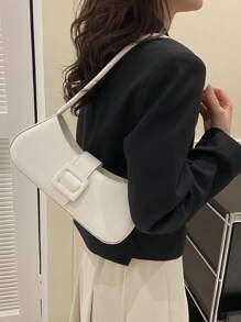 2025 New Cross-Border Chic Fashion Letter Handbag For Women, Minimalist Underarm Bag, French Niche Elegant Crescent Shoulder Bag