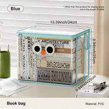 Book Storage Box Student Classroom Home Dust-Proof Transparent Foldable Book Bag Desktop Old Book Sorting Artifact