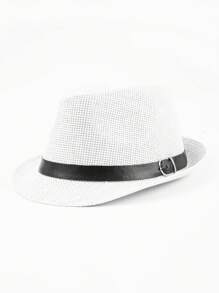 1pc Solid Color Bohemian Style Teardrop Straw Hat, Unisex Jazz Cap, Versatile For Commute & All Seasons