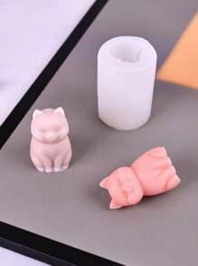 全新可爱迷你 3D 硅胶猫蜡烛模具，DIY 家居装饰配件硅胶模具