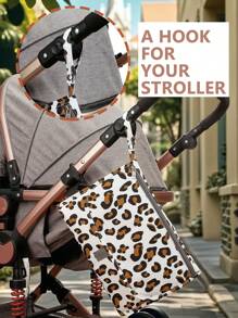 1pc Portable Baby Diaper Changing Pad, Multi-Functional Wet Wipe Pouch, Diaper Bag Accessory, Essential For Newborn Babies - Leopard - View 5