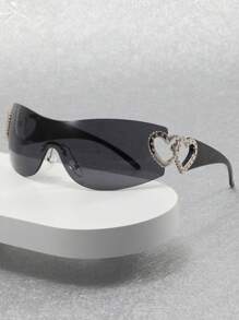 1pc Plastic Frameless Wrapped Gold Heart-Shaped Decorative Fashion Fashion Glasses For Women