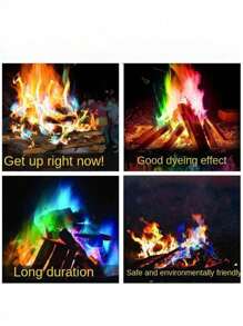 1 包彩色魔法火焰粉，适用于派对、庆典、壁炉、户外篝火、圣诞节和其他场合，可营造绚丽的火焰效果。