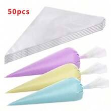 50入組裱花袋、奶油蛋糕烘焙工具和嬰兒食品三角袋 - 白色 - 查看 7