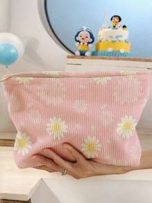 1pc Bow, Flower, Heart Print Toiletry Bag, Travel Bag, Suitable For Beach, Swimming Pool, Swimwear, Travel Organizer, Makeup Bag, Cosmetic Bag, Vacation Organizer, Large Capacity Toiletry Bag For Lipstick, Brushes, Skincare, Phone, Coins, Small Items, Multifunctional Use For Home, Gift, Vacation And Holiday, Teenager Bathroom Storage Bag, School Makeup Bag, Back To School Supplies, Cosmetic And Toiletry Storage, School Supplies, Storage Bag, Room Supplies - Multicolor - View 3