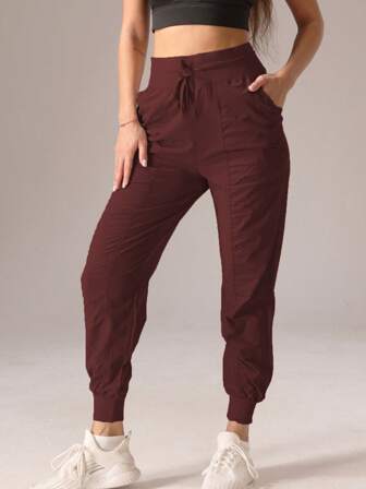 1条女士运动褶皱纯色休闲运动紧身裤