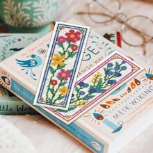 Kit de arte faça você mesmo com 6 peças/conjunto de marcadores de ponto cruz floral de desenho animado - Inclui marcadores de ponto cruz com padrão floral de tulipa e girassol - Contém 6 panos de ponto cruz impressos, linhas de bordado abundantes, ferramentas de costura (cor aleatória) e instruções em inglês - Fácil para iniciantes e amantes de artesanato - Pode ser usado como marcadores de página e decoração de casa, presentes - Multicolorido - Ver 5