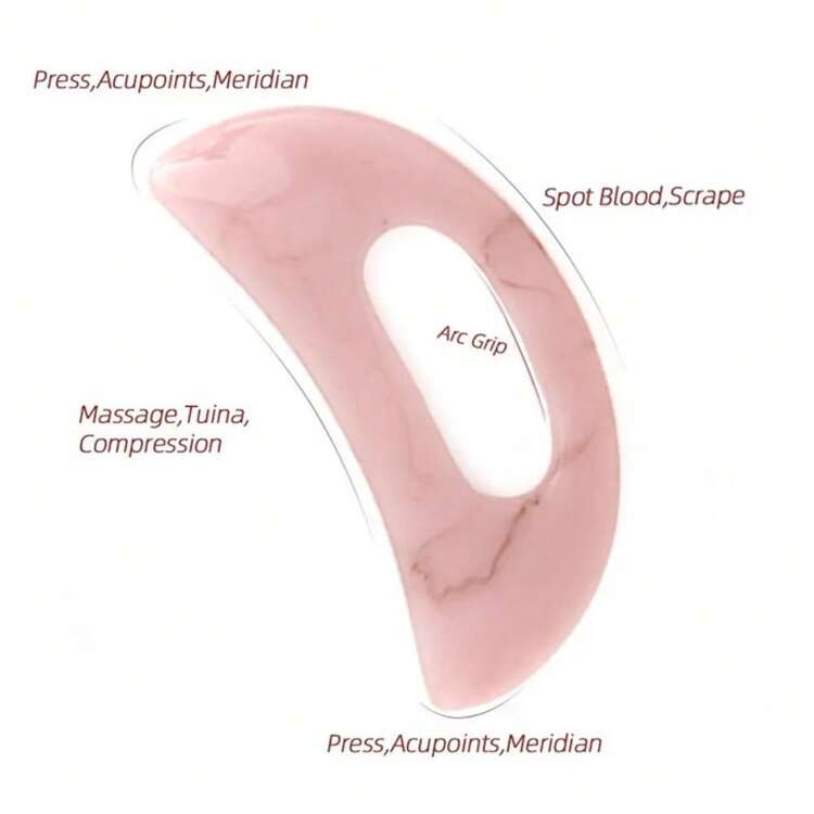 1pc ABS Material Gua Sha Board, Suitable For Back And Face, Reusable Manual, Muscle Relaxation - Pink - View 3