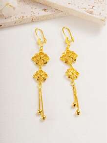 2 件时尚镂空花朵设计 24K 镀金耳环，送给女朋友、妻子、朋友、节日、生日的礼物，适合女士和女孩日常和节日佩戴 - 花型 - 查看 2