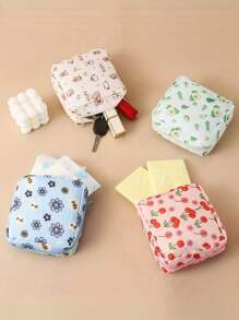 Sanitary Napkin Storage Bag, Portable Cosmetic Lipstick Bag, Cosmetic Lipstick Bag, Large Capacity Waterproof Cartoon Design, Coin Purse, Girl Cash Bag, Waterproof Cloth For Storage Of Sanitary Napkins And Pads