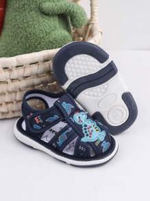 GENGASUN 1 pieza Zapatos con sonaja redondos de lona con estampado de dibujos animados para bebé