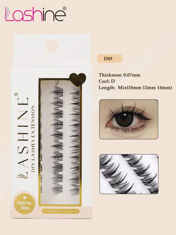 Lashine LASHINE 30 Clusters Individual Cluster Lashes 0.07mm D Curl DIY Lash Extension 10mm-14mm Crossed Wispy Soft Daily Cluster Lashes Thin Band Natural Fluffy False Eyelashes Wispy Individual False