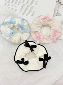 3 stuks schattige stoffen strik haar scrunchies, getextureerde haarelastiekjes met hoge esthetische waarde voor lentemeisjes, polyestervezel