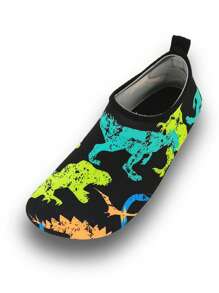 儿童户外沙滩夏季男童黑火焰龙软底轻便透气海边沙滩水游泳徒步弹力袜鞋