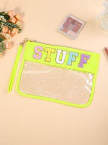 1pc Envelope-Style Semi-Transparent PU Cosmetic Bag/Toiletry Bag, Suitable For Daily Use And Vacation (Accessories Not Included) - Multicolor - View 12