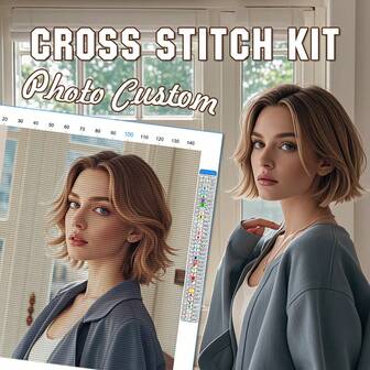 Photo Custom Cross Stitch 11CT Printed Canvas Embroidery Kit For Beginners Artwork Sewing Supplies DIY Crafting Material Pack Handwork Art Personalized Gift