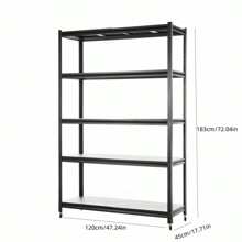 Adjustable 5-Level Heavy-Duty Metal Storage Shelves For Warehouse Kitchen And Closet Organization - Practical Shelf Units 72x47x17 Inches