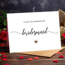 1 pieza, Tarjeta de felicitación sincera para la boda, tarjeta de felicitación para dama de honor con sobre. Palabras simples y sinceras talla grande diseño de corazón, adecuado para el lugar de la boda. La tarjeta perfecta para enviar a las damas de honor al final de la boda. Tarjeta de agradecimiento (12cm/4.7in X 17cm/6.7in)