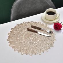 1 件/4 件/6 件/8 件孔雀羽毛激光切割防水圆形餐垫，耐热防滑 PVC 餐桌垫，适用于派对、婚礼、节日装饰 - 孔雀羽毛餐墊 - 查看 5