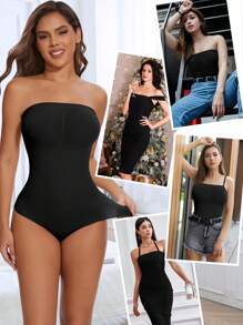 Strapless Shapewear Bodysuit For Women Tummy Control Butt Lifter Shaping Full Body Shaper Tube Top Invisible Under Dresses For Wedding Party - màu đen - Xem 7