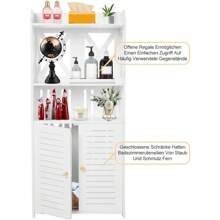 Wasserdichter Badezimmerschrank Badezimmermöbel Kommt mit offenen Ablagefächern Badschrank Freistehende Geeignet für Wohnzimmer, Küche und Bad Dreischichtige Weiß 55x21x21CM