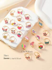 36 件/24 件/12 件锌合金环，3D 雕塑设计，可调节开口，油画技术，色彩持久，庆典礼品盒包装，日常穿着和化妆派对的散装包装