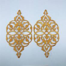 2 件镂空金线刺绣布贴，带粘性背衬，服装工艺装饰配件 - 金色 - 查看 5