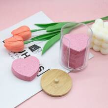 100-Piece Heart-Shaped Compressed Face Sponge With Storage Container For Cleansing Natural Cellulose Disposable Face Sponge SPA Sponge For Facial Cleansing Exfoliating Cosmetics Or Mask Removal