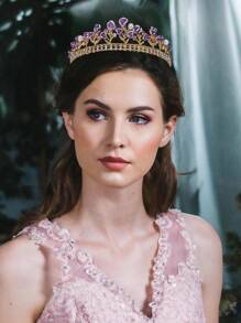 1pc Rose Designed Bride Tiara Wedding Crown Head Piece Accessories For Princess Queen Bridal Bride Birthday Wedding Prom Costume Party Royal