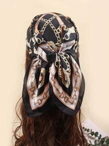 1pc Multiway Women Bandana Style 70cm Silk-Like Printed Scarf, Suitable As Hijab, Neck Scarf, Headband For Daily Use - Multicolor - View 11