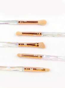 5件套便携式眼影粉底化妆刷套装，包含眼影刷、眉刷、细节刷等，是化妆师和新手必备的旅行便携化妆刷套装。