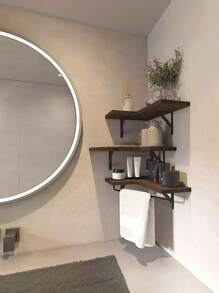 Estante Muebles Esquinero Repisa Madera Flotante Minimalista - Marrón - Ver 7