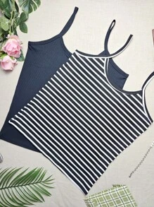 Simple Casual Regata Plus Size G1 Veste 48/50 - G1 Vest KIT2 Black + Stripe Black - View 1
