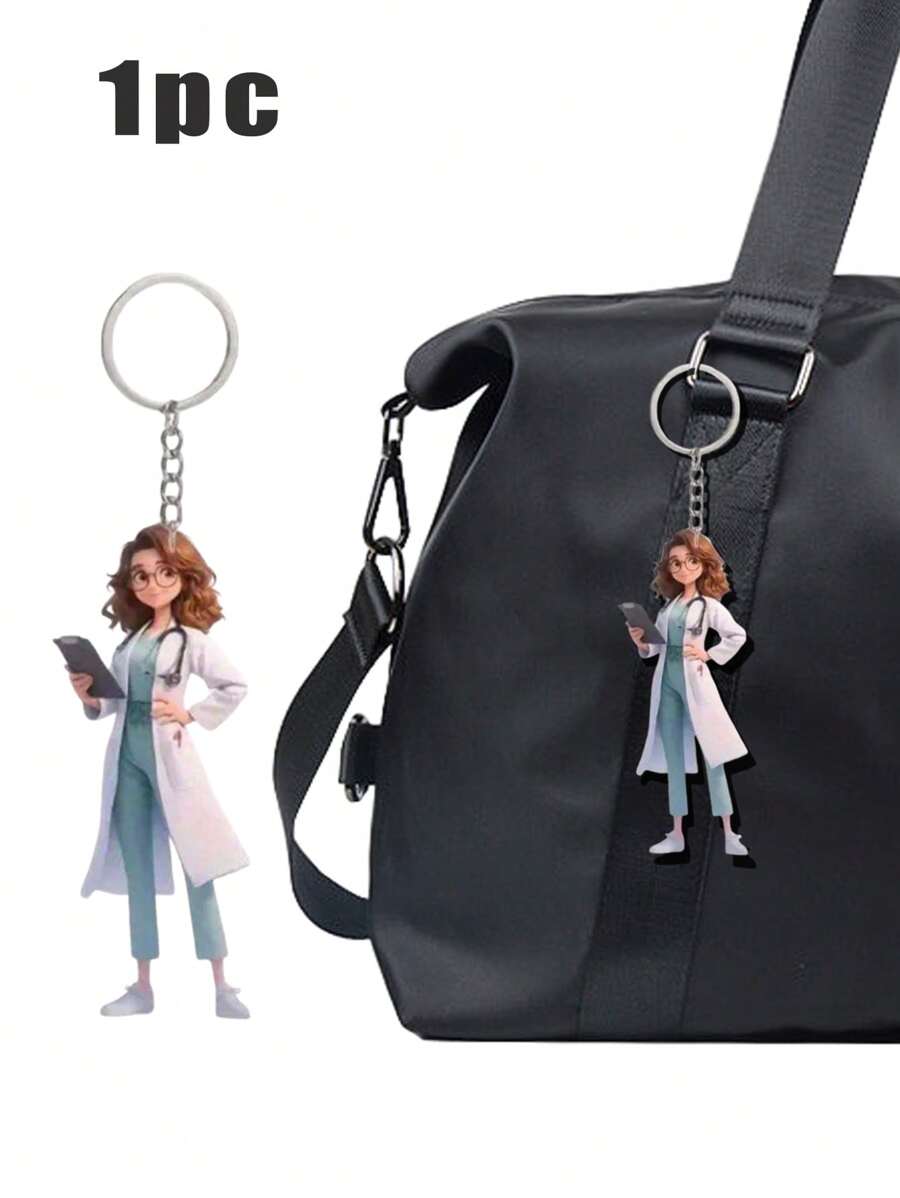 Nurse Doctor Keychain, Nurse Pattern Pendant, Bag Ornament, Acrylic Flat Keychain, Creative Accessory Accessories, Pendant Accessories That Can Be Hung On Backpacks, Phone Cases, Keychains, Car Decoration Pendant, Suitable For Both Boys And Girls, Suitable For Nurses, Doctors, Medical Workers, Gifts, Nurse's Day Gifts, The Best Gift For Medical Staff