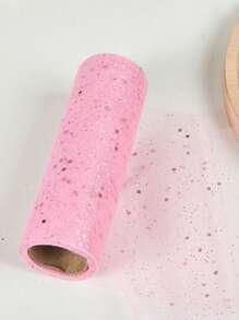 1 Pieza de Rollo de Tul Glitter de Color Rosa Pálido, Rollo de Cinta de Tul Brillante de 15 cm de Ancho, Tela Transparente de Organza, Para Manualidades DIY, Decoración de Bodas, Fiestas de Cumpleaños, Eventos, Silla de Boda DIY, Decoración para Baby Shower, Lazos para Envolver Regalos - Rosa - Ver 3