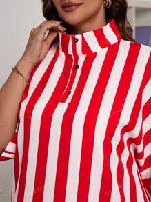 Red Striped Asymmetrical Hem Summer Women's Dress Pomicia Style Red Short-Sleeved Women's Holiday Skirtv Embroidered Modest Elegant Easter Rave Outfits