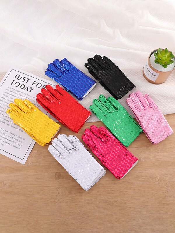 Stilvolle und glamouröse Pailletten Kinderhandschuhe, Dopamin Pailletten Tanzhandschuhe, geeignet für Kinder im Alter von 5-12 Jahren für Partys, Hochzeiten und festliche Anlässe