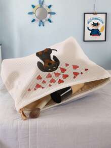 1pc Animal Park Design, Adorable Puppy & Bow Pattern Printed Travel Toiletry Bag, Multi-Functional For Beach, Swimming Pool, Swimwear, Travel Storage Bag, Makeup Bag, Cosmetics Bag, Holiday Organizer, Large Capacity Washbag, For Lipsticks, Brushes, Skincare, Phones, Coins, Small Items, Home, Gift, Holiday & Festival Use, Suitable For Teens, School Makeup Bag, Back To School, Cosmetics & Toiletries Storage, School Supplies, Storage Bag, Room Decor - Multicolor - View 7